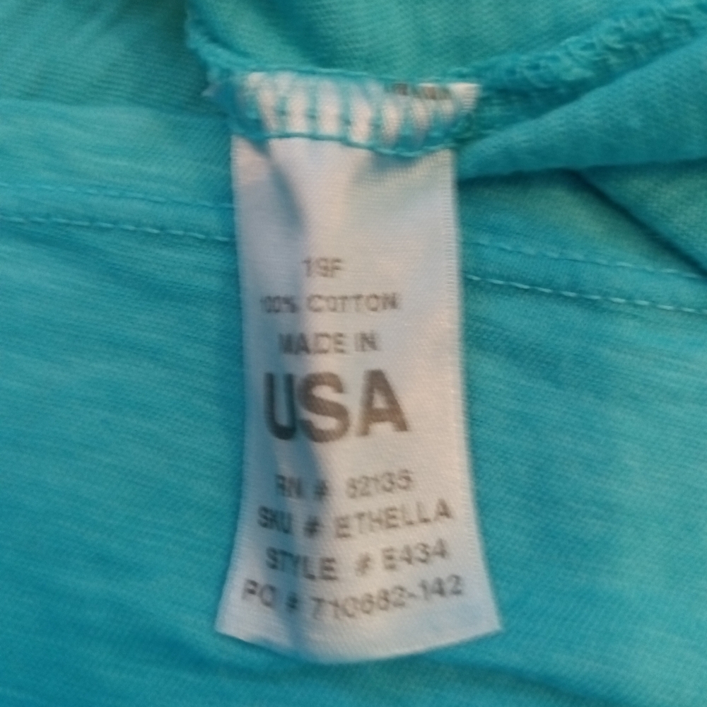 Fresh Produce Light Blue 3/4 Sleeve V Neck 100% Cotton Tunic Women's Top 3X - Picture 7 of 7